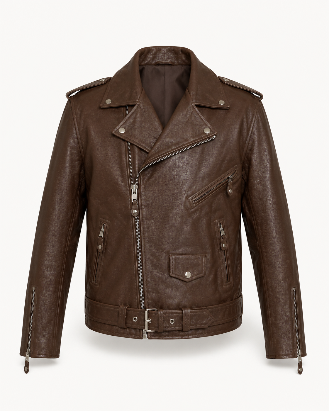 Men’s Buffalo Leather Biker Jacket with Belt