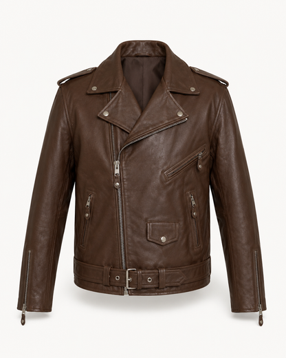 Men’s Buffalo Leather Biker Jacket with Belt