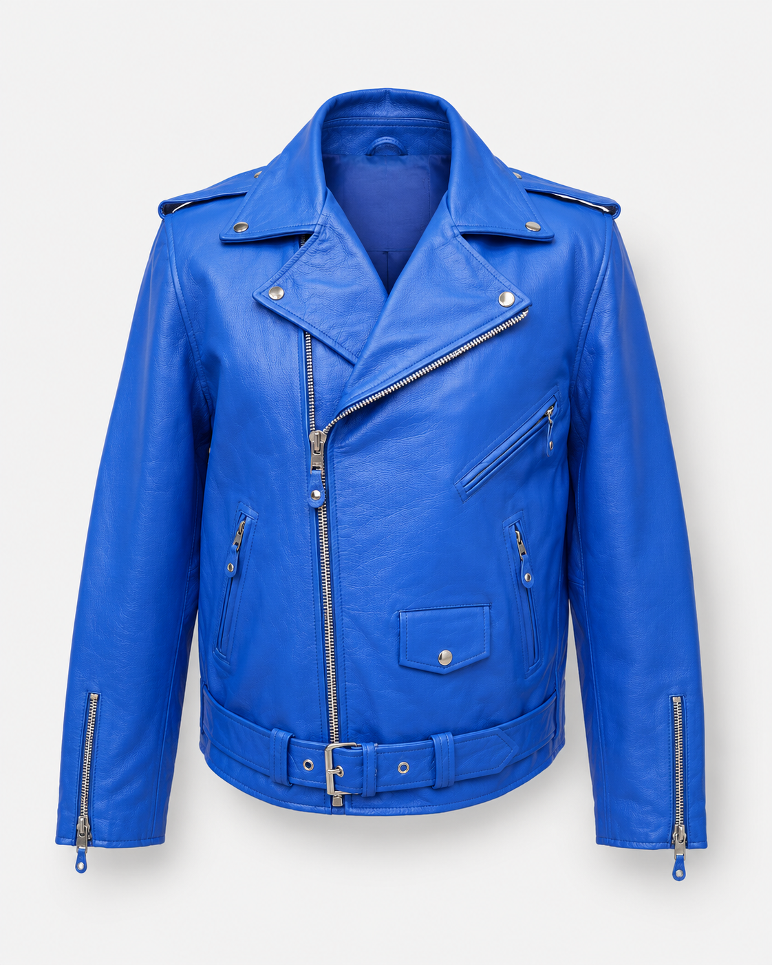 Men’s Buffalo Leather Biker Jacket with Belt
