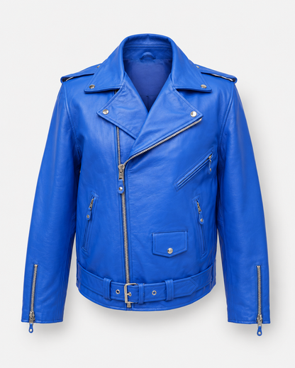 Men’s Buffalo Leather Biker Jacket with Belt