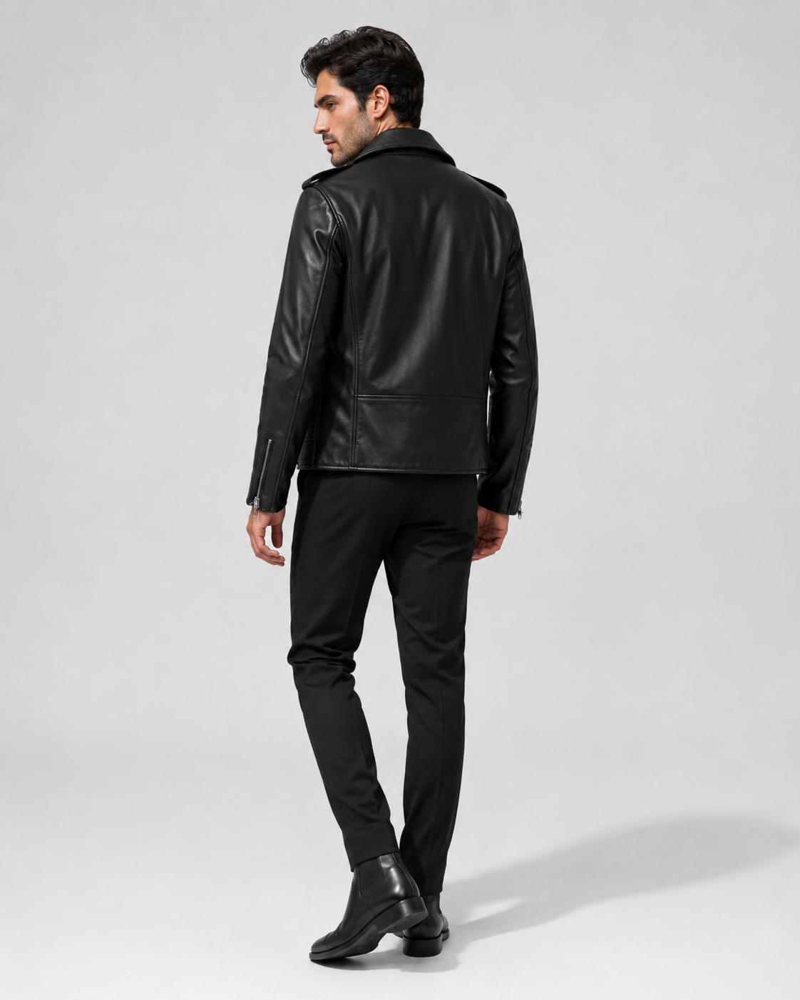 Men’s Buffalo Leather Biker Jacket with Belt