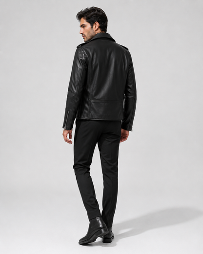 Men’s Buffalo Leather Biker Jacket with Belt