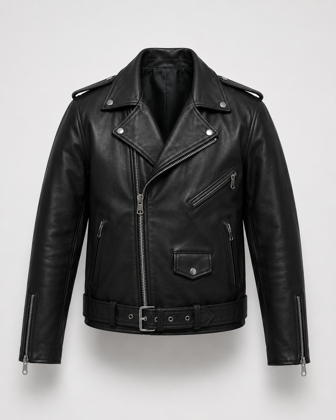 Men’s Buffalo Leather Biker Jacket with Belt
