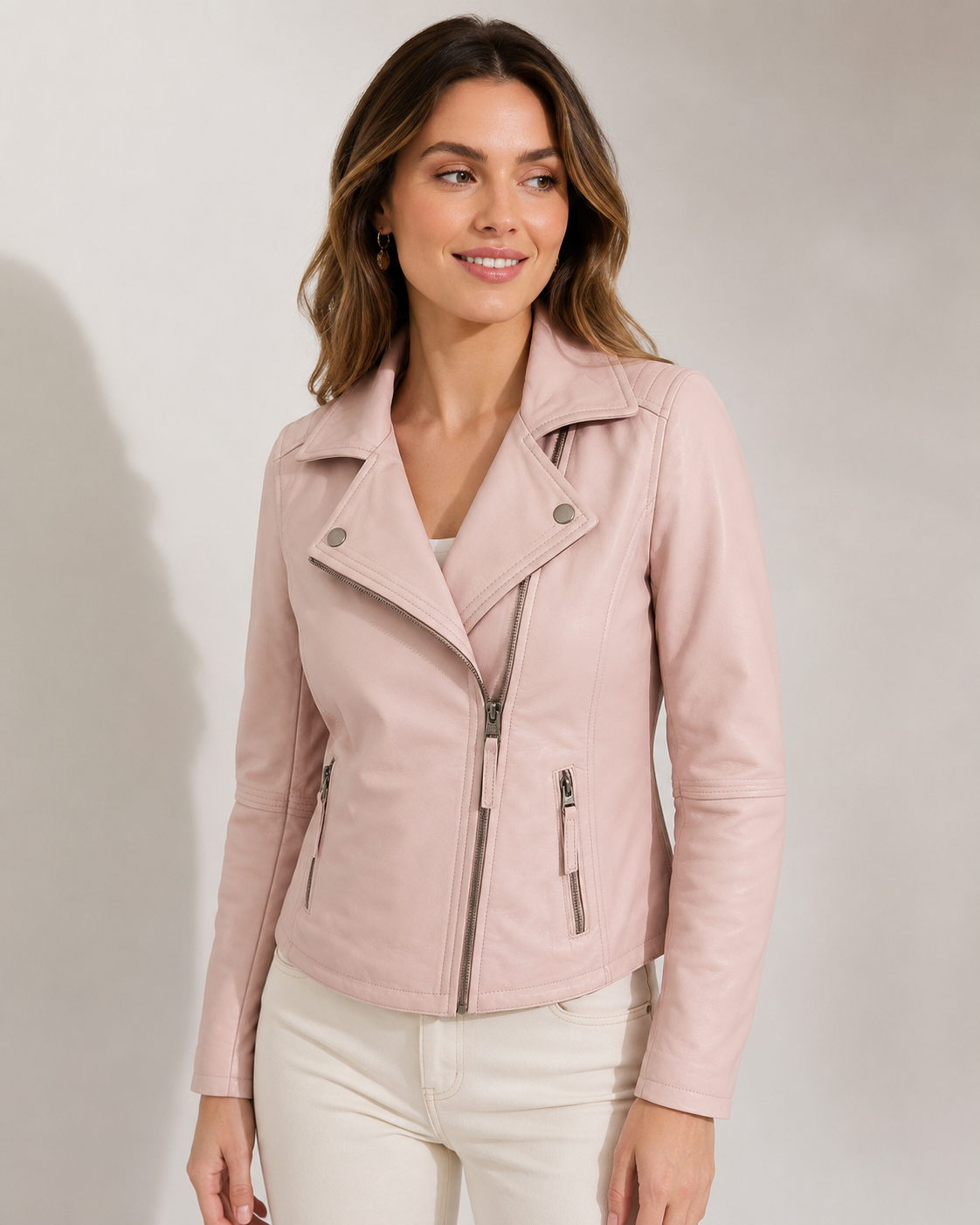 Women’s Slim-Fit Leather Biker Jacket