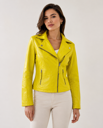 Women’s Slim-Fit Leather Biker Jacket