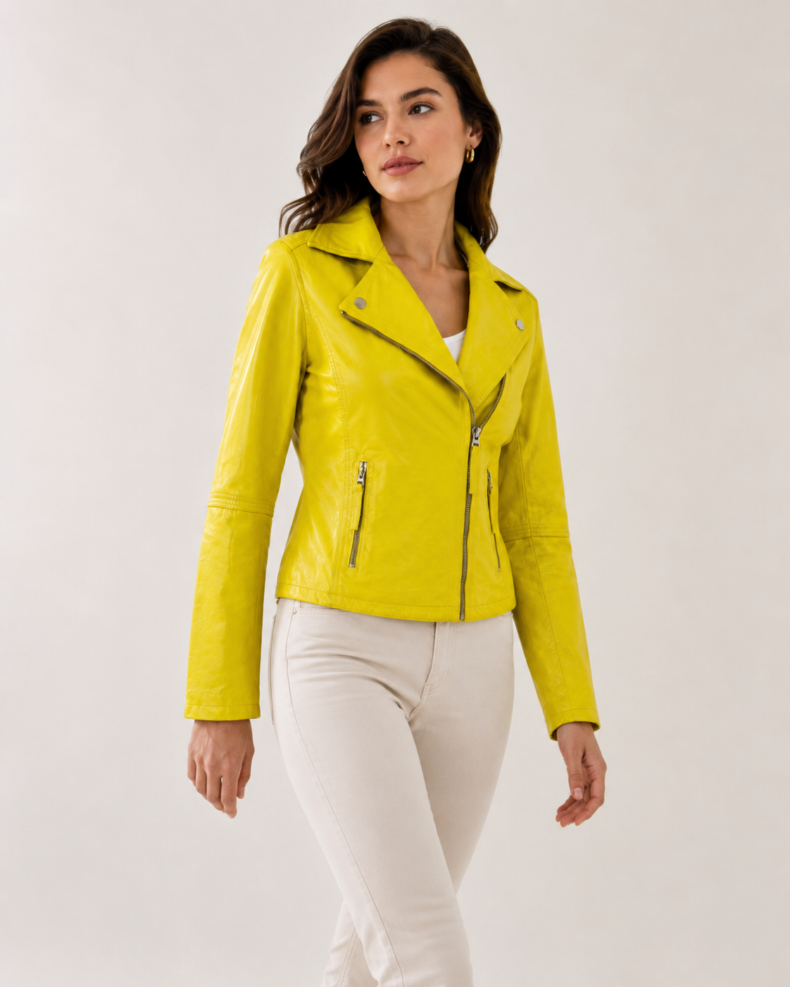 Women’s Slim-Fit Leather Biker Jacket
