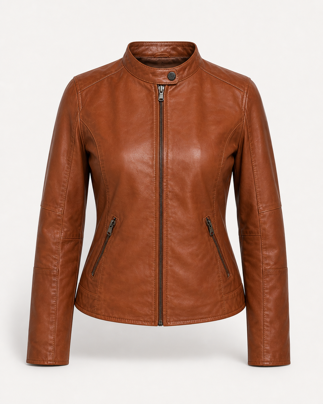 Women’s Slim-Fit Leather Cafe Racer Jacket