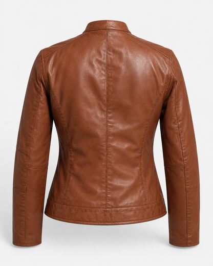 Women’s Slim-Fit Leather Cafe Racer Jacket