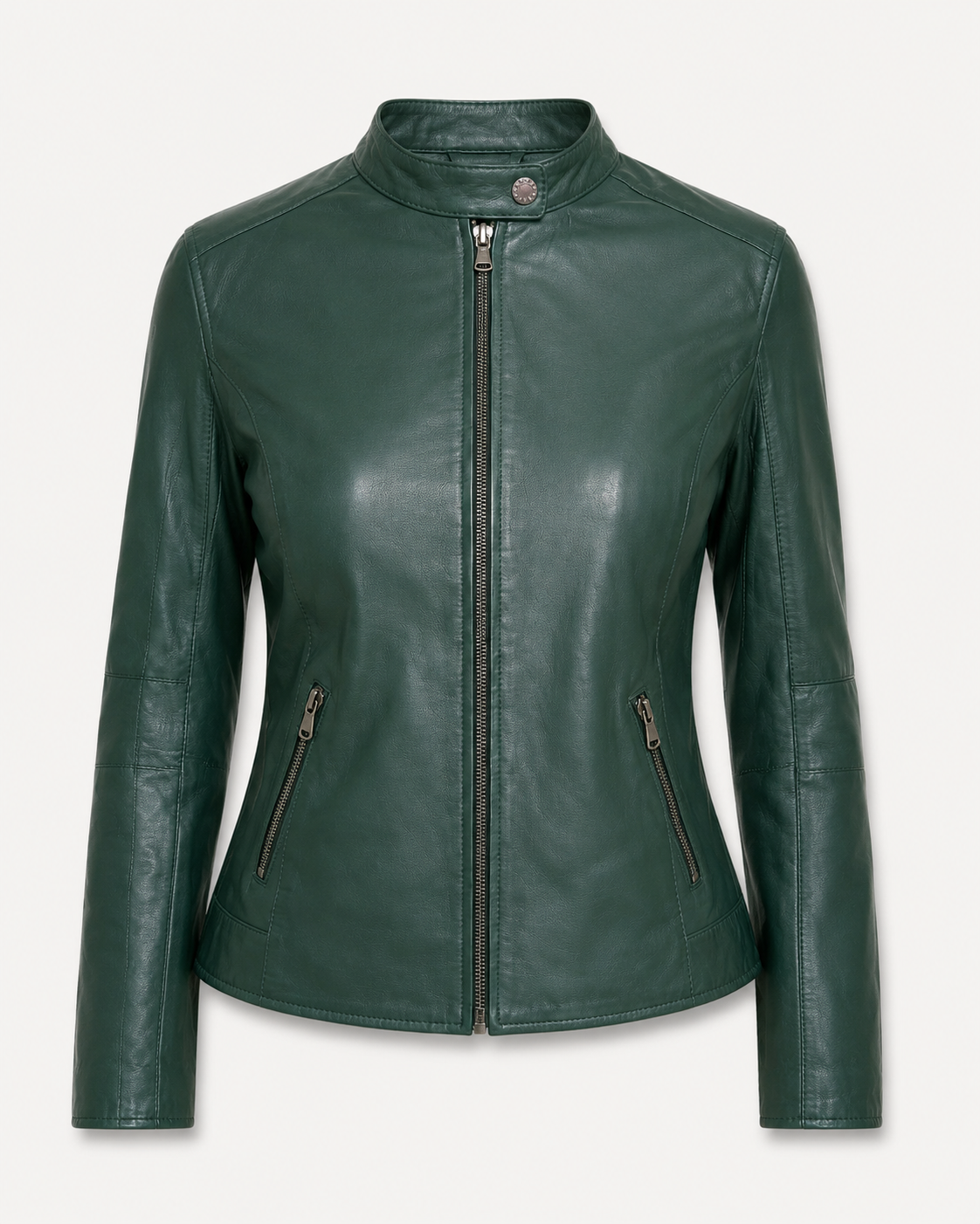 Women’s Slim-Fit Leather Cafe Racer Jacket
