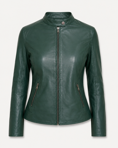 Women’s Slim-Fit Leather Cafe Racer Jacket