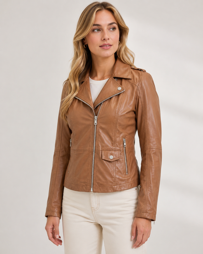 Women’s Tailored Faux Leather Moto Jacket