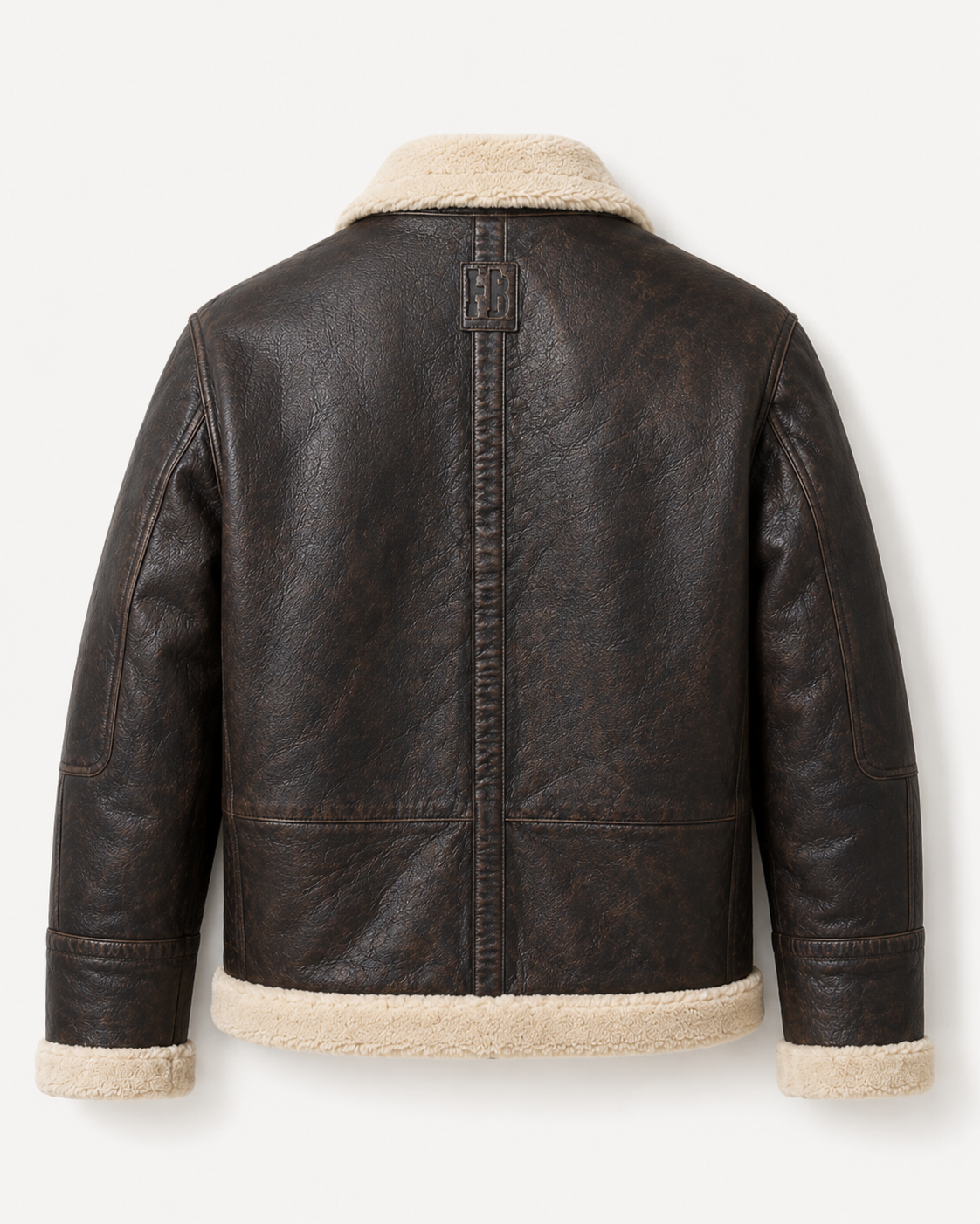 Men’s Leather Aviator Jacket with Faux Fur Collar