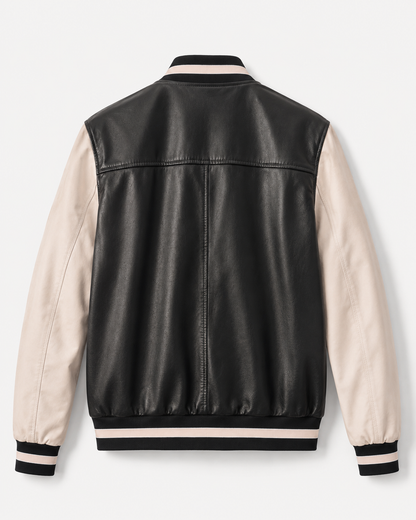 Men’s Sheep Nappa Leather Varsity Jacket with KC Patch