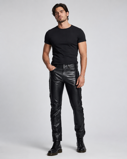Men’s Cow Leather Lace-Up Trousers