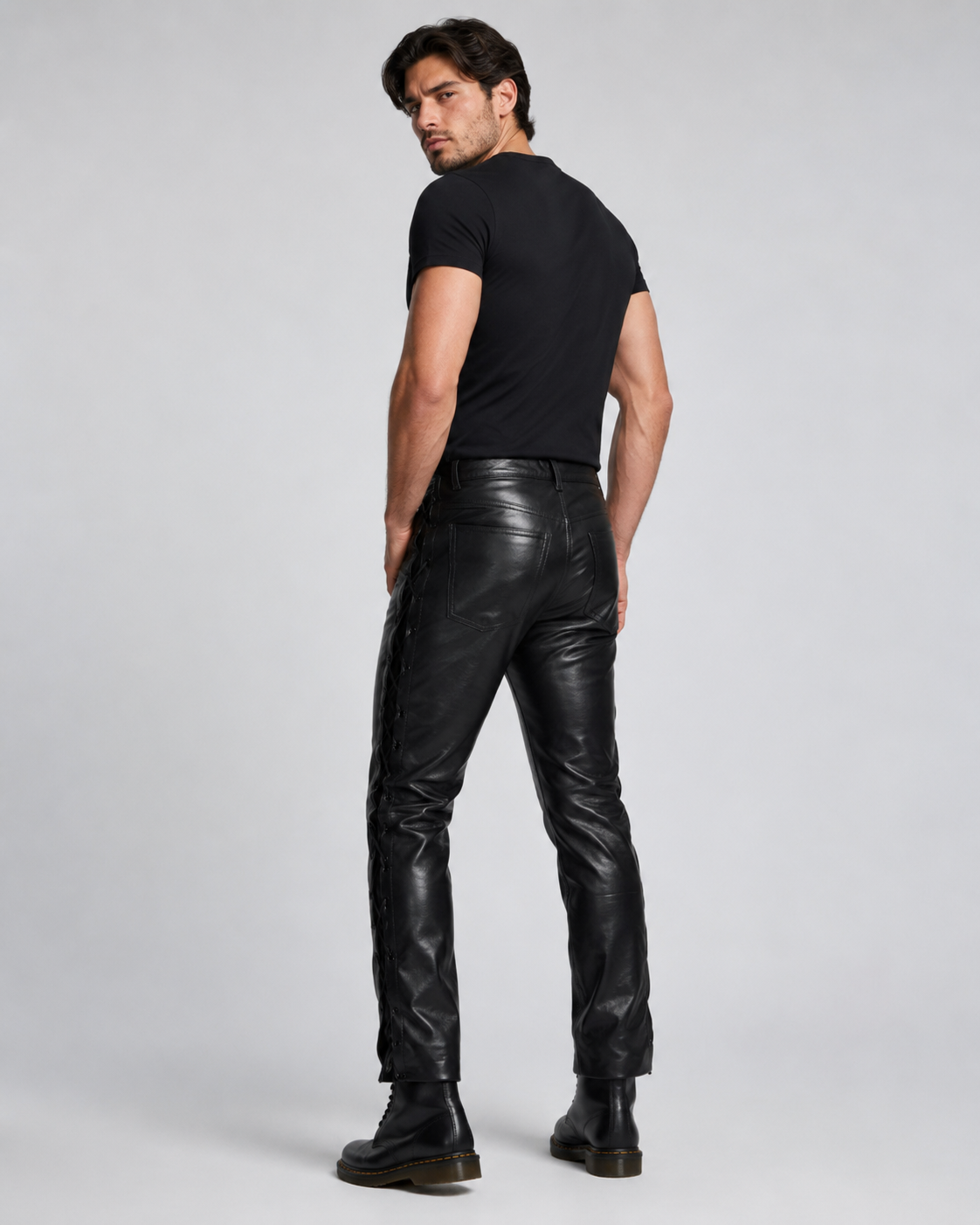 Men’s Cow Leather Lace-Up Trousers