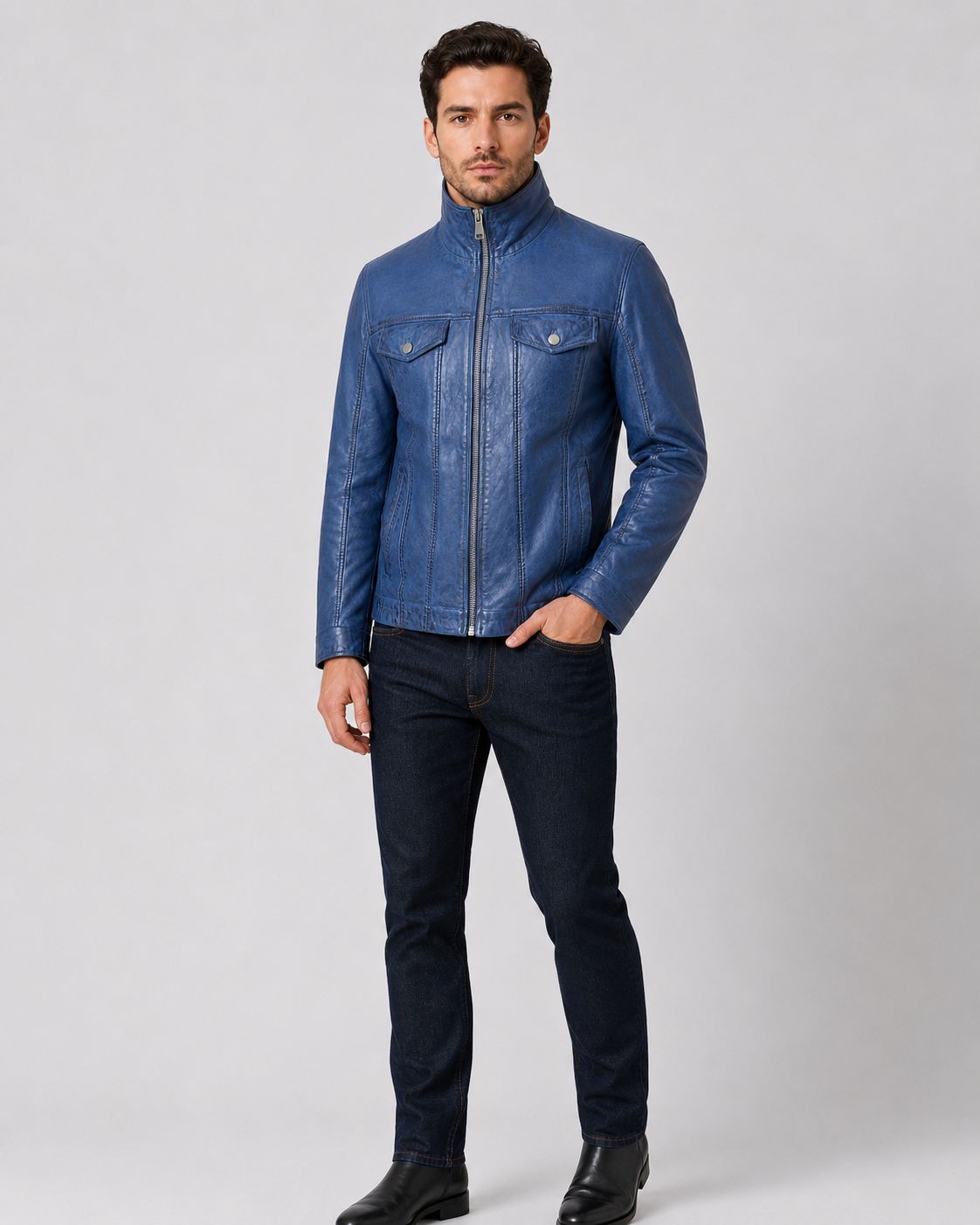 Men’s Vintage Leather Trucker Jacket