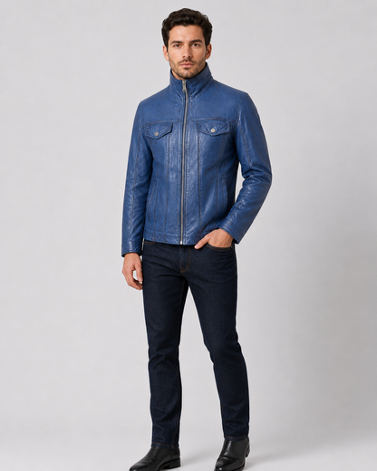 Men’s Vintage Leather Trucker Jacket