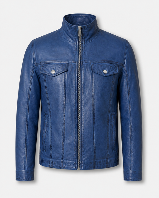 Men’s Vintage Leather Trucker Jacket