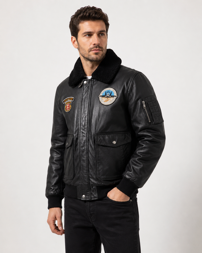 Men’s Sheep Nappa Leather Aviator Bomber Jacket