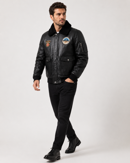 Men’s Sheep Nappa Leather Aviator Bomber Jacket