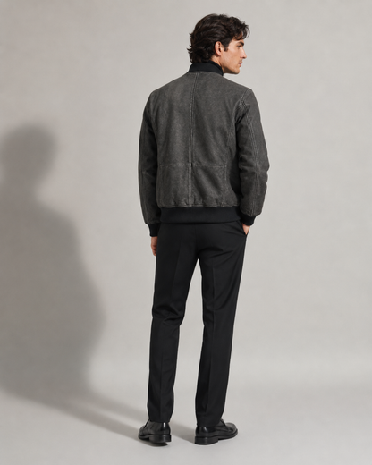 Men’s Washed Leather Bomber Jacket