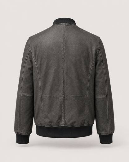 Men’s Washed Leather Bomber Jacket
