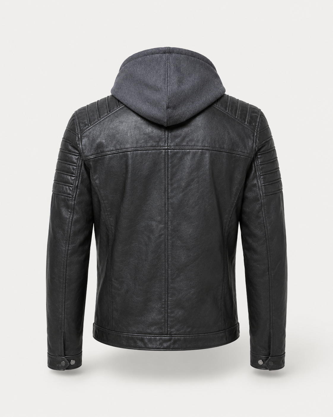 Men’s Washed Sheep Leather Hooded Racer Jacket