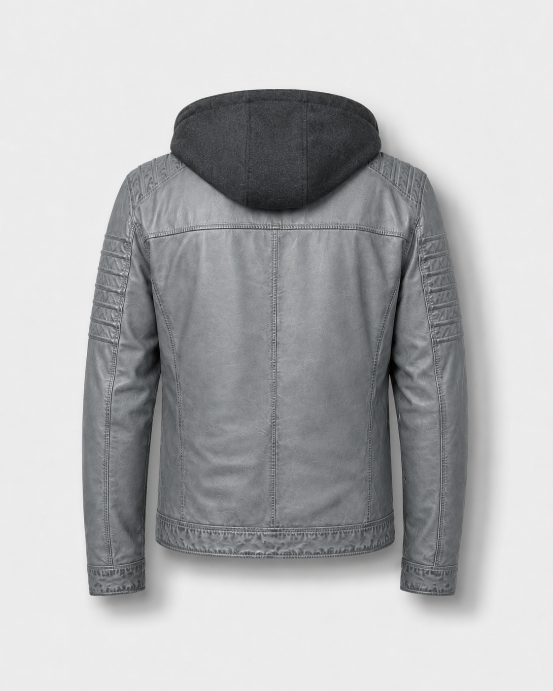 Men’s Washed Sheep Leather Hooded Racer Jacket