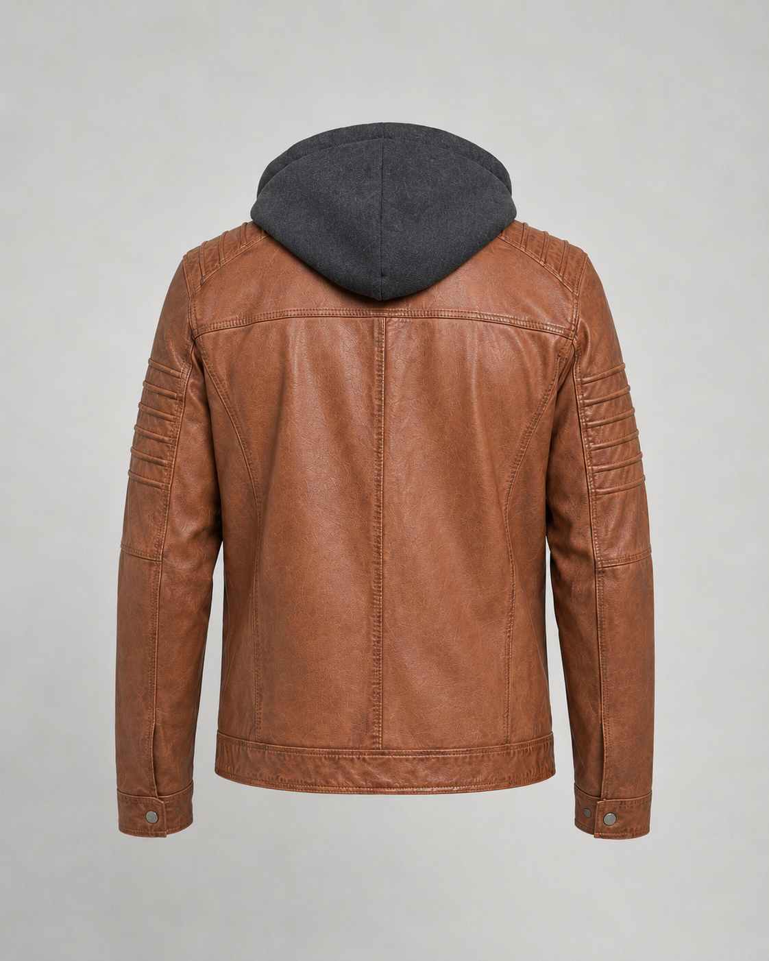 Men’s Washed Sheep Leather Hooded Racer Jacket