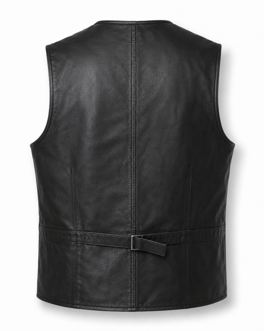 Men’s Sheep Nappa Leather Utility Vest with Patch Pockets