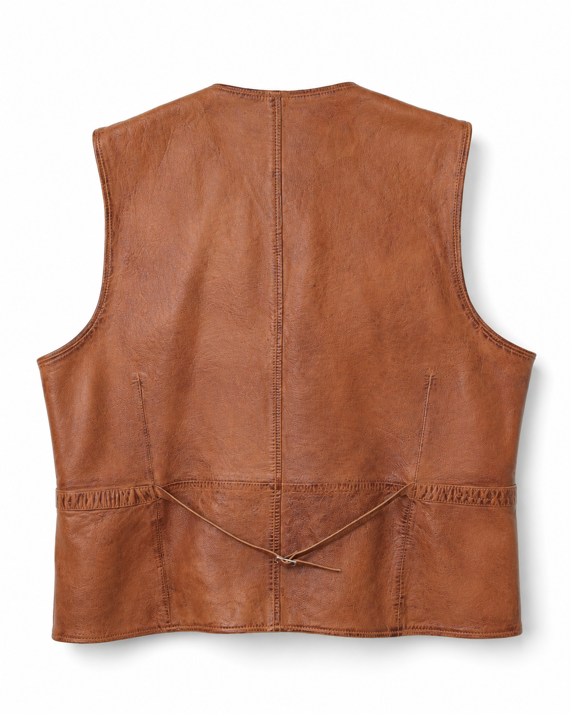 Men’s Sheep Nappa Leather Utility Vest with Patch Pockets