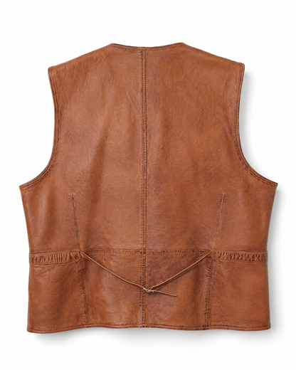 Men’s Sheep Nappa Leather Utility Vest with Patch Pockets