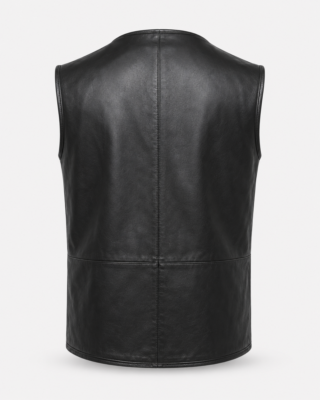 Men’s Sheep Nappa Leather Utility Vest with Zip Pockets