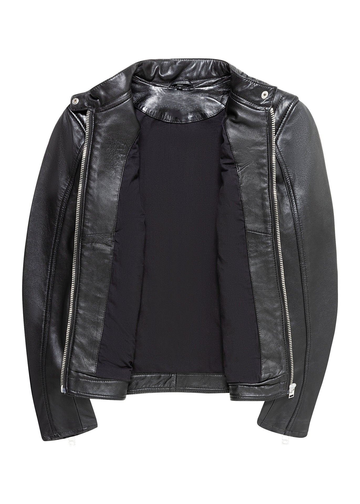 Women's Lambskin Leather Cafe Racer Jacket – Black