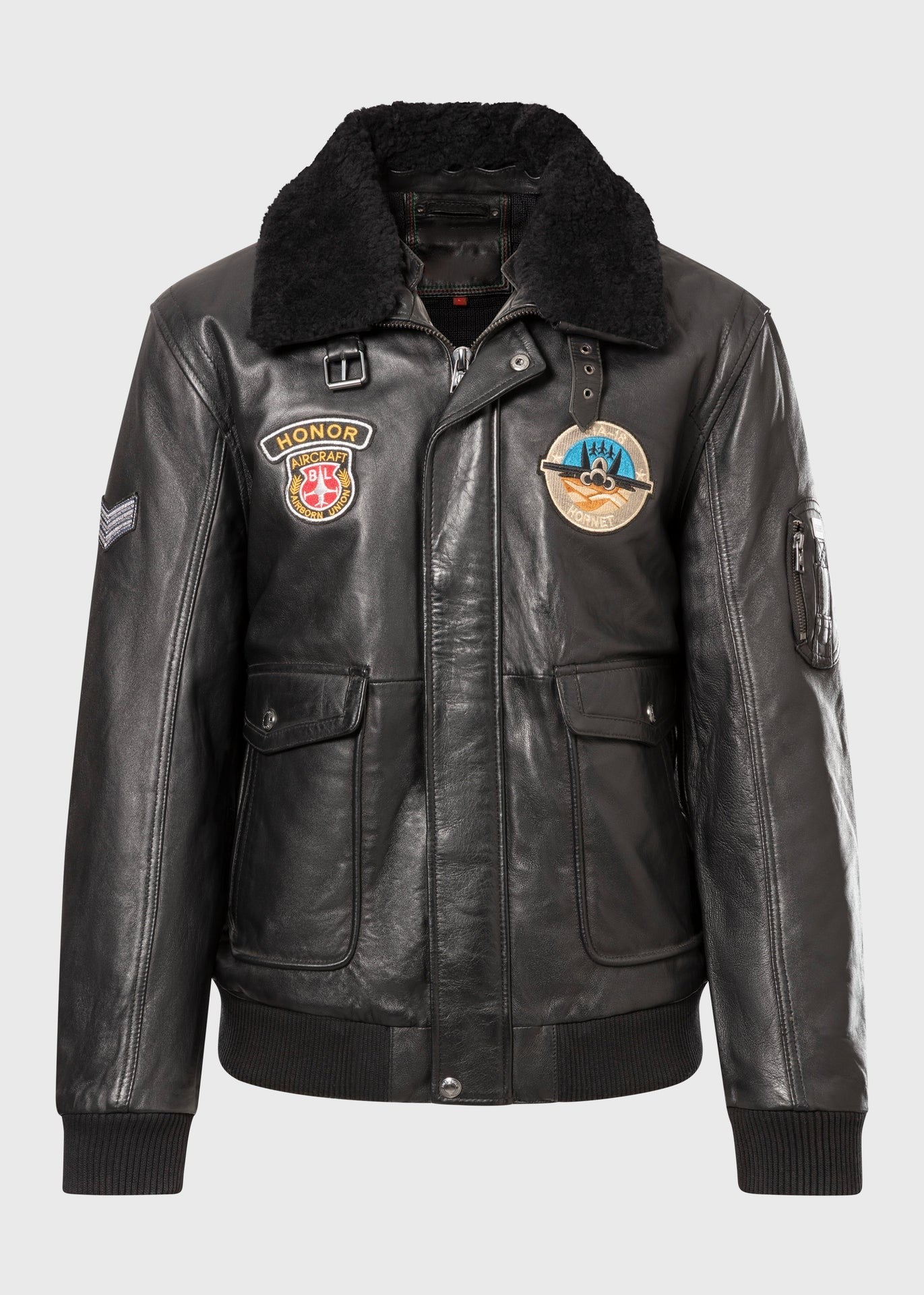 Men's Sheepskin Leather Pilot Jacket with Shearling Collar – Real Leather Aviator Flight Bomber (S–3XL)