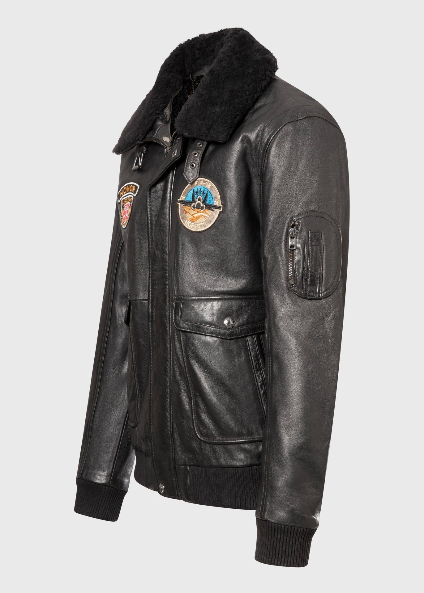 Men's Sheepskin Leather Pilot Jacket with Shearling Collar – Real Leather Aviator Flight Bomber (S–3XL)