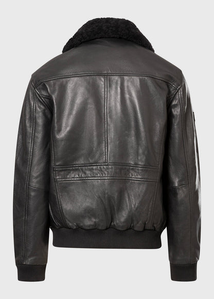 Men's Sheepskin Leather Pilot Jacket with Shearling Collar – Real Leather Aviator Flight Bomber (S–3XL)