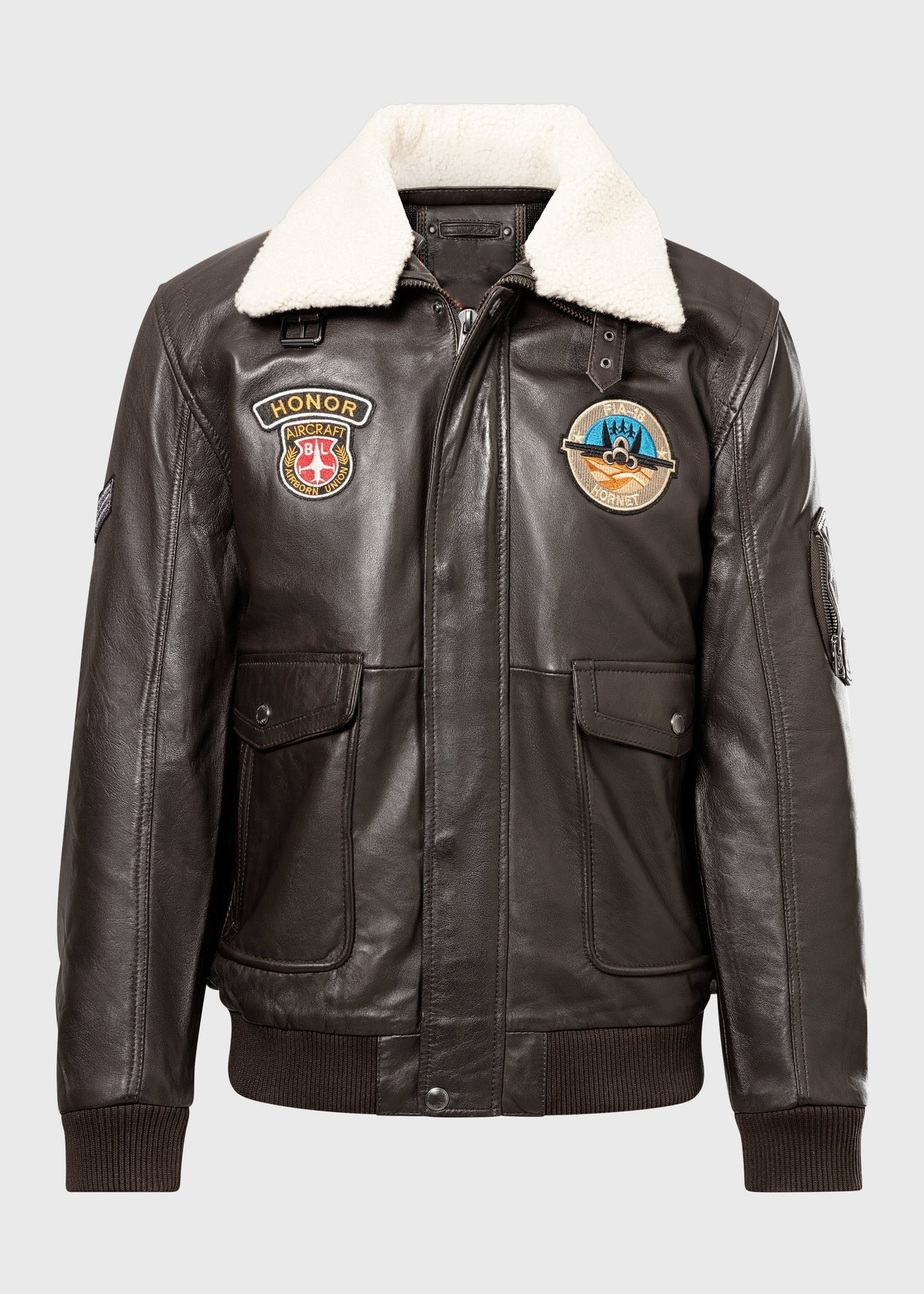 Men's Sheepskin Leather Pilot Jacket with Shearling Collar – Real Leather Aviator Flight Bomber (S–3XL)