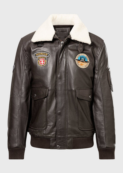 Men's Sheepskin Leather Pilot Jacket with Shearling Collar – Real Leather Aviator Flight Bomber (S–3XL)