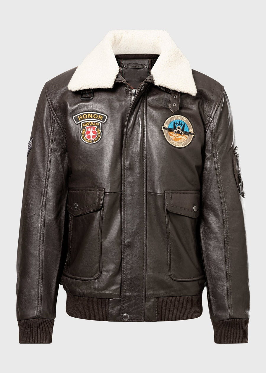 Men's Sheepskin Leather Pilot Jacket with Shearling Collar – Real Leather Aviator Flight Bomber (S–3XL)