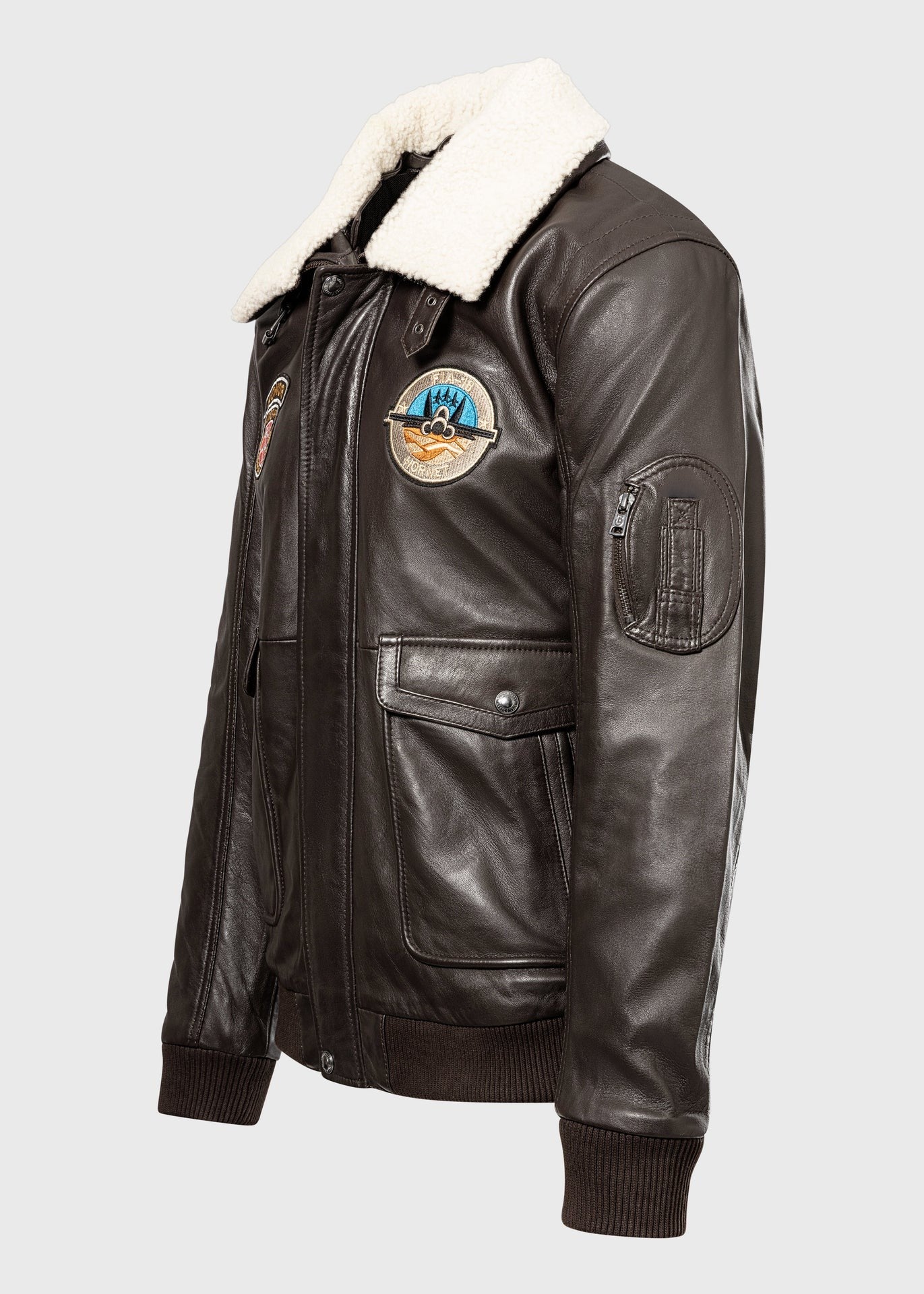 Men's Sheepskin Leather Pilot Jacket with Shearling Collar – Real Leather Aviator Flight Bomber (S–3XL)