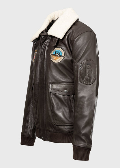 Men's Sheepskin Leather Pilot Jacket with Shearling Collar – Real Leather Aviator Flight Bomber (S–3XL)