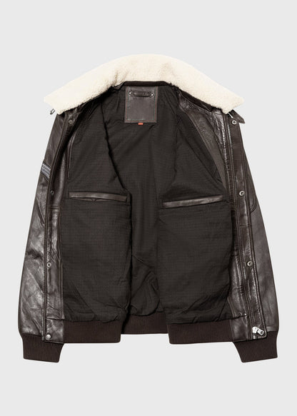 Men's Sheepskin Leather Pilot Jacket with Shearling Collar – Real Leather Aviator Flight Bomber (S–3XL)