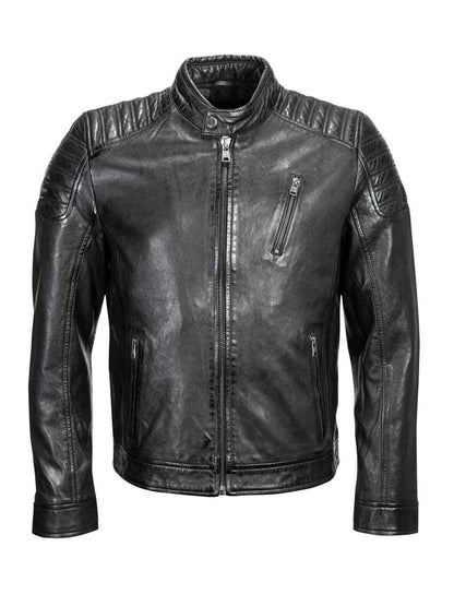 Men's Slim Fit Sheepskin Leather Biker Jacket – Real Nappa Leather Padded Racer Jacket (S–3XL)