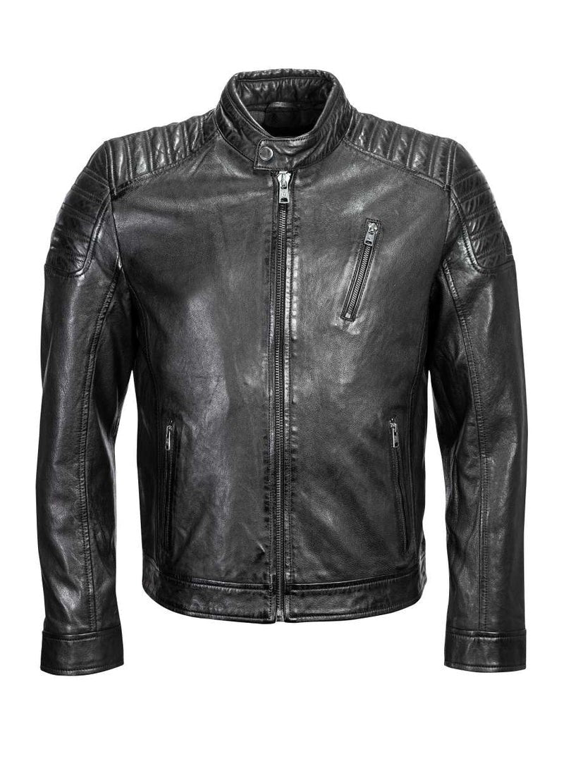 Men's Slim Fit Sheepskin Leather Biker Jacket – Real Nappa Leather Padded Racer Jacket (S–3XL)