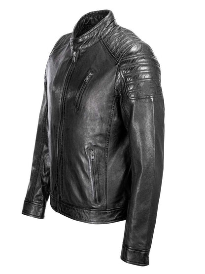 Men's Slim Fit Sheepskin Leather Biker Jacket – Real Nappa Leather Padded Racer Jacket (S–3XL)