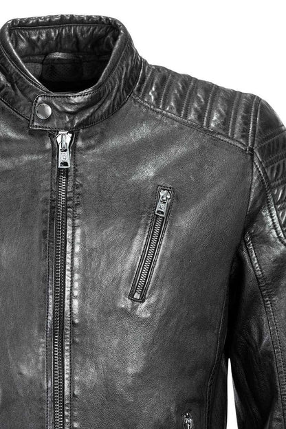 Men's Slim Fit Sheepskin Leather Biker Jacket – Real Nappa Leather Padded Racer Jacket (S–3XL)