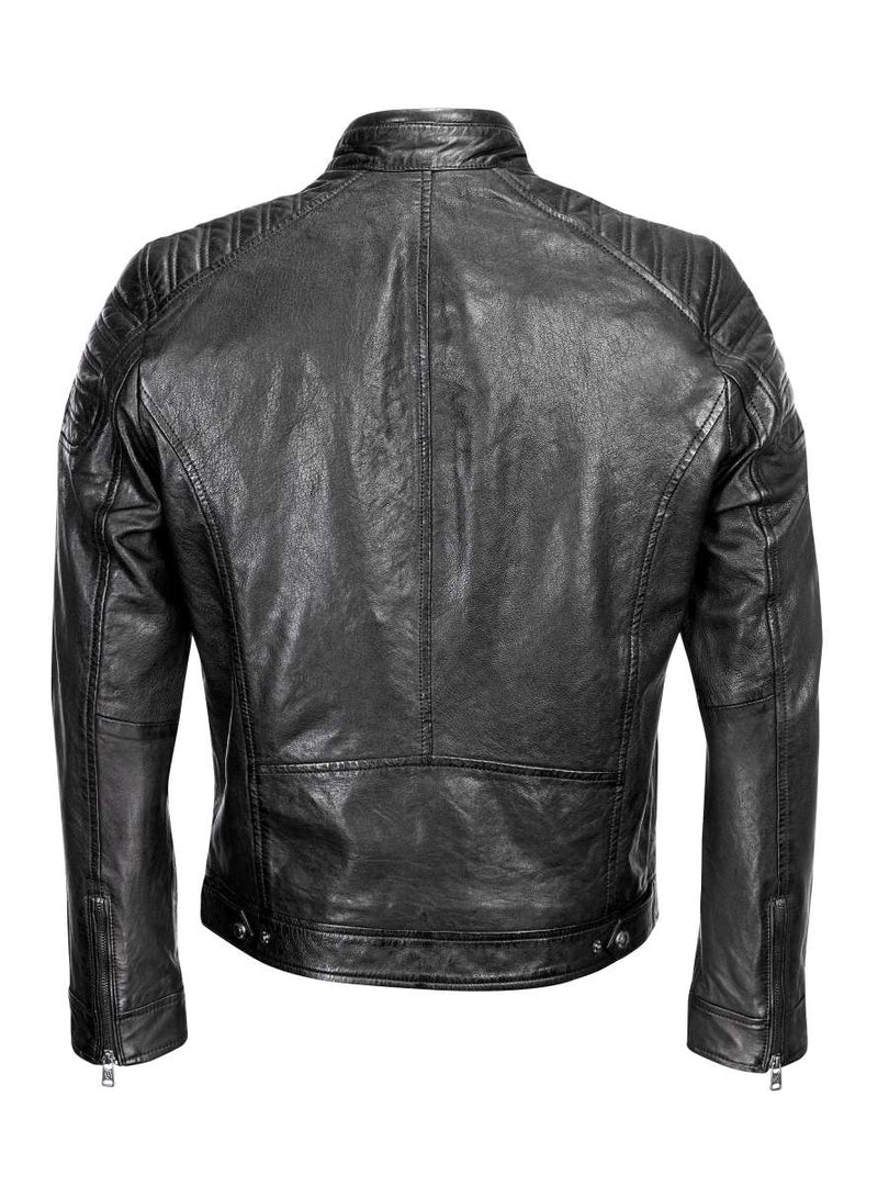 Men's Slim Fit Sheepskin Leather Biker Jacket – Real Nappa Leather Padded Racer Jacket (S–3XL)