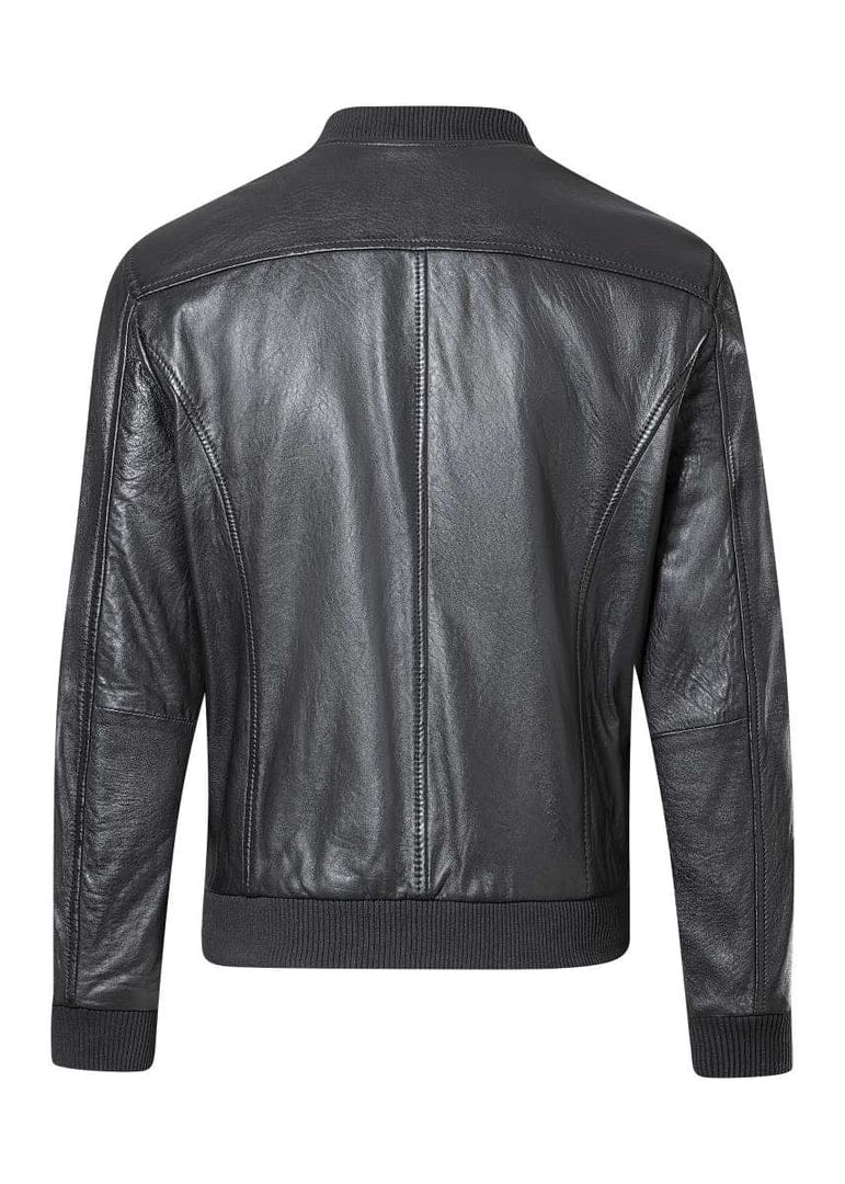 Men’s Black Sheep Nappa Leather Bomber Jacket with Ribbed Trims