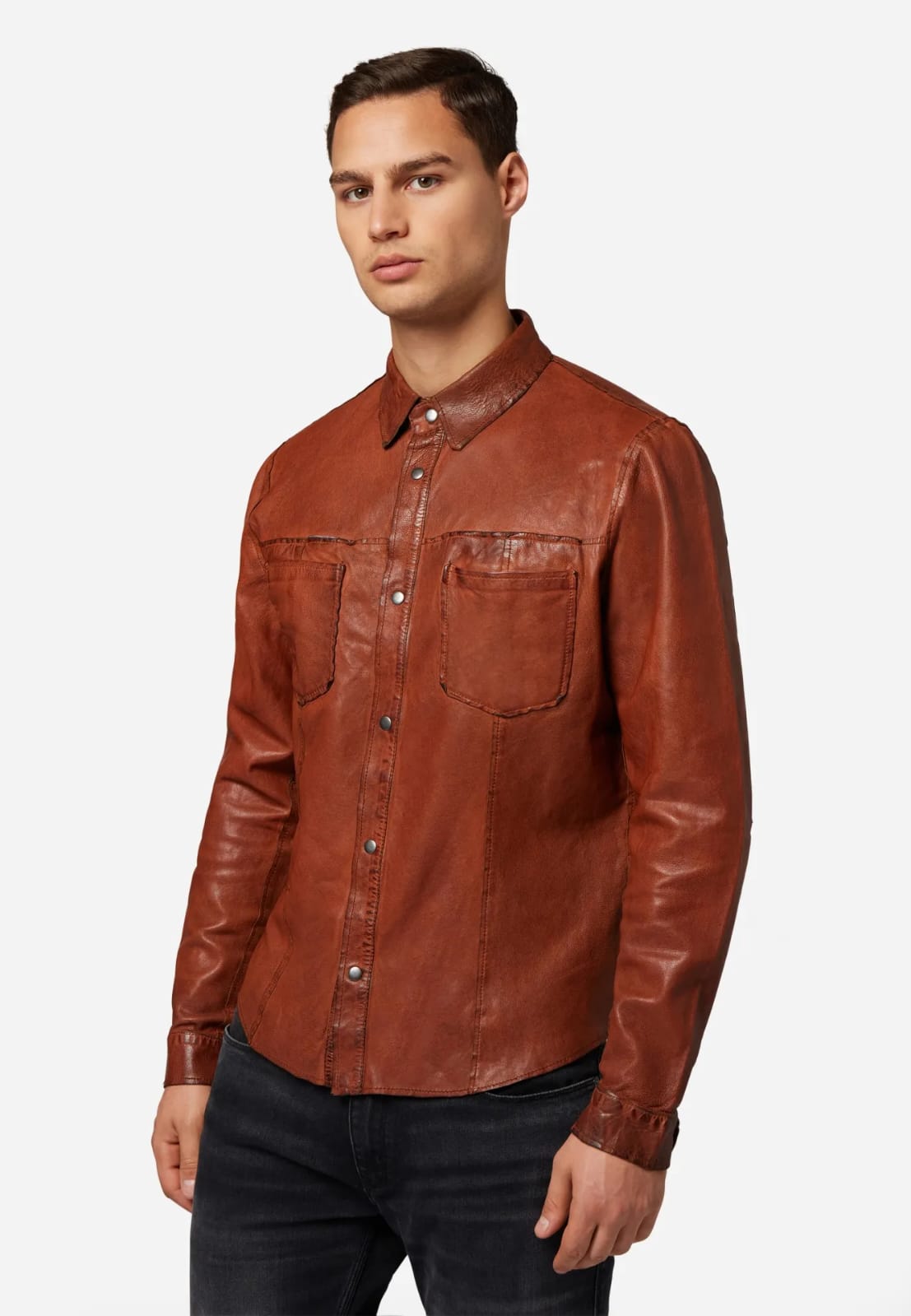 Men’s Reversible Leather Shirt Jacket
